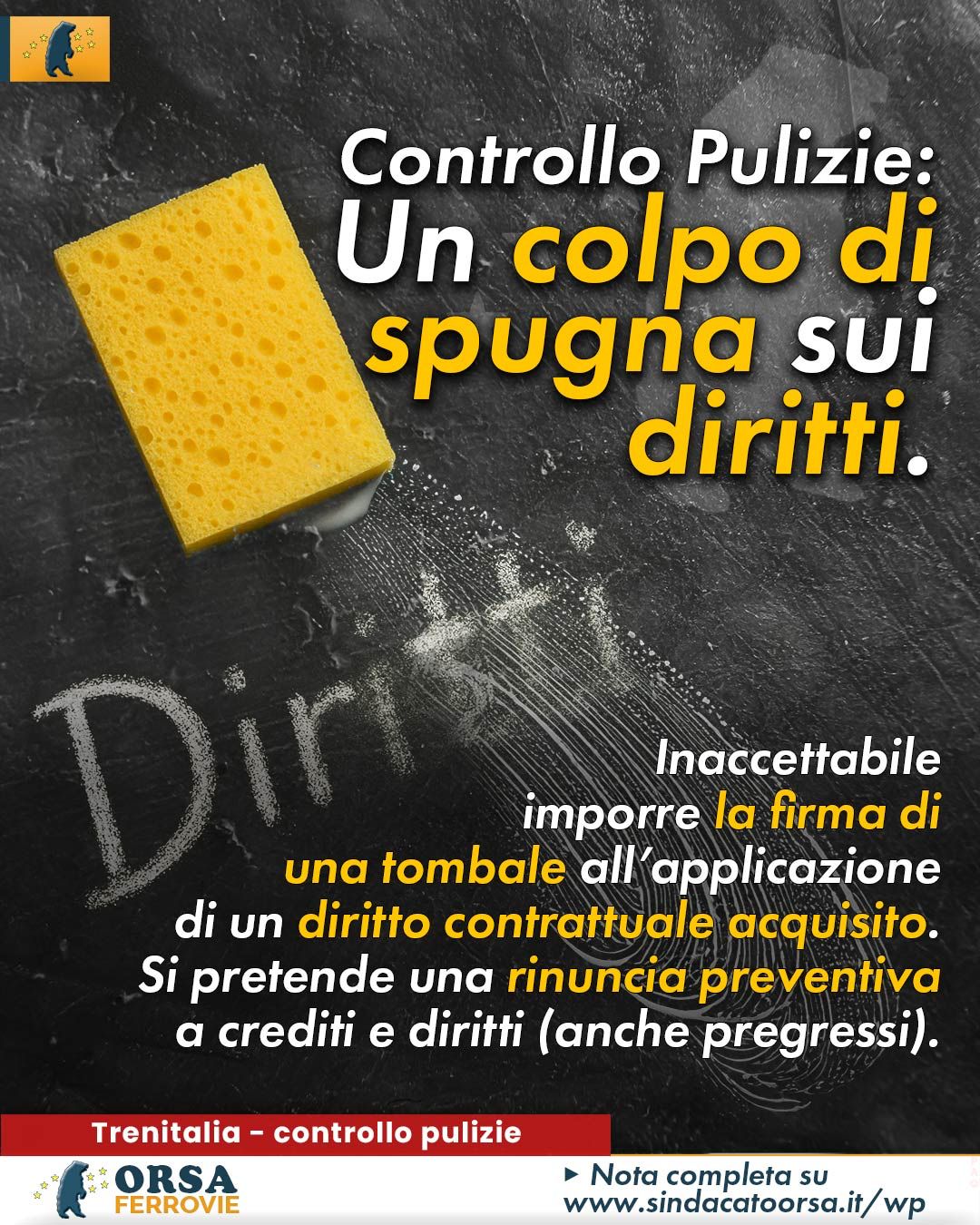 Richiesta di immediata e corretta applicazione dell'inquadramento al Livello C per i lavoratori del "Controllo Pulizie"