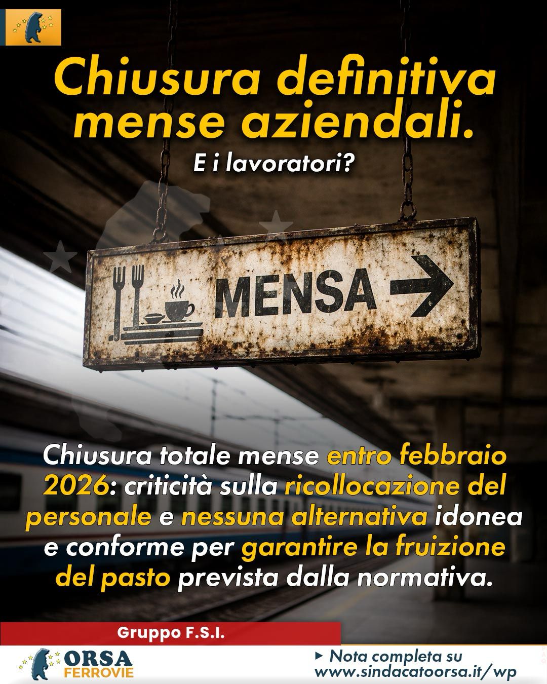 Chiusura definitiva mense aziendali: e i lavoratori? Nota unitaria su rispetto D.Lgs. 8108